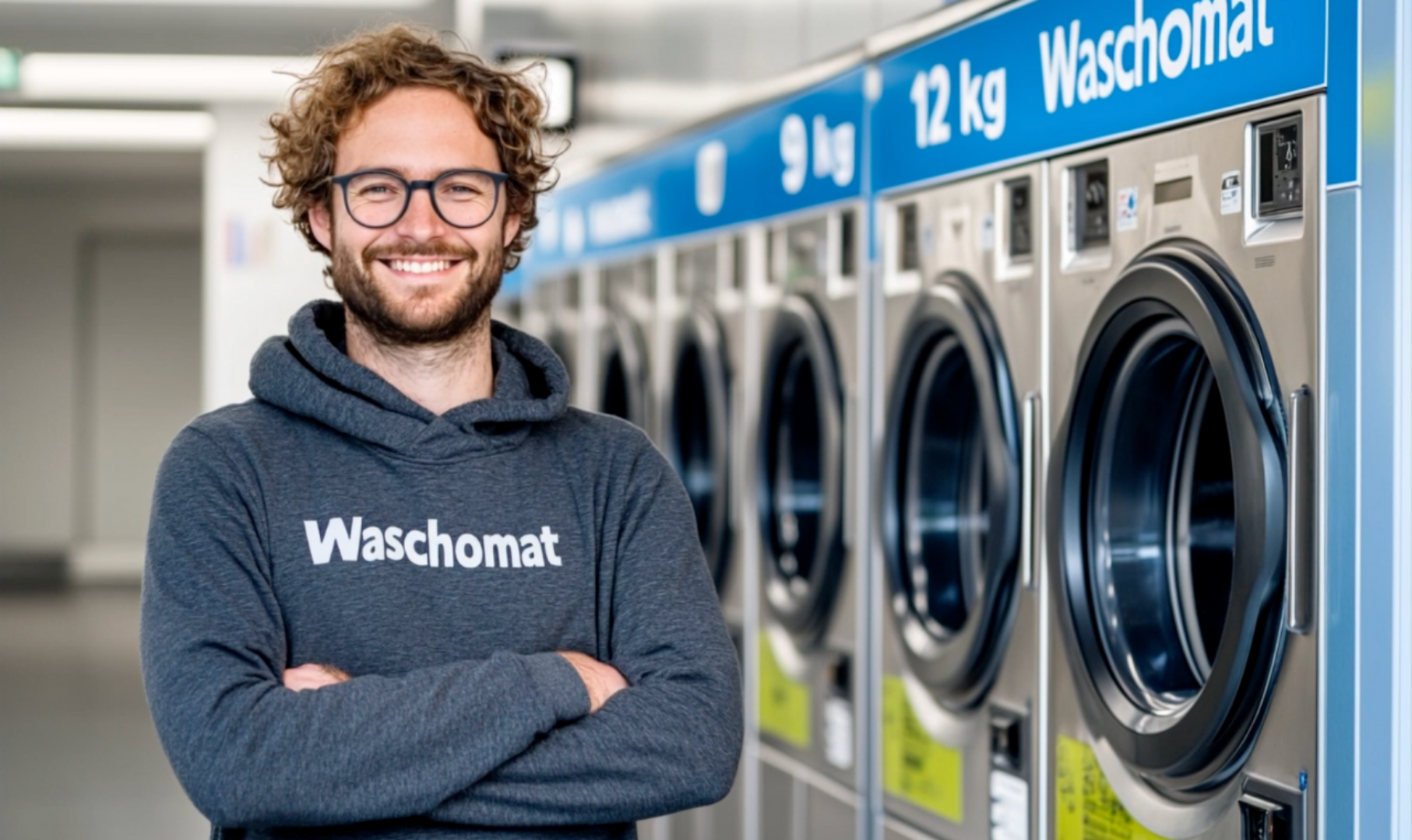 Ein Mann schaut mit großen Augen durch eine Lupe vor seinem Gesicht